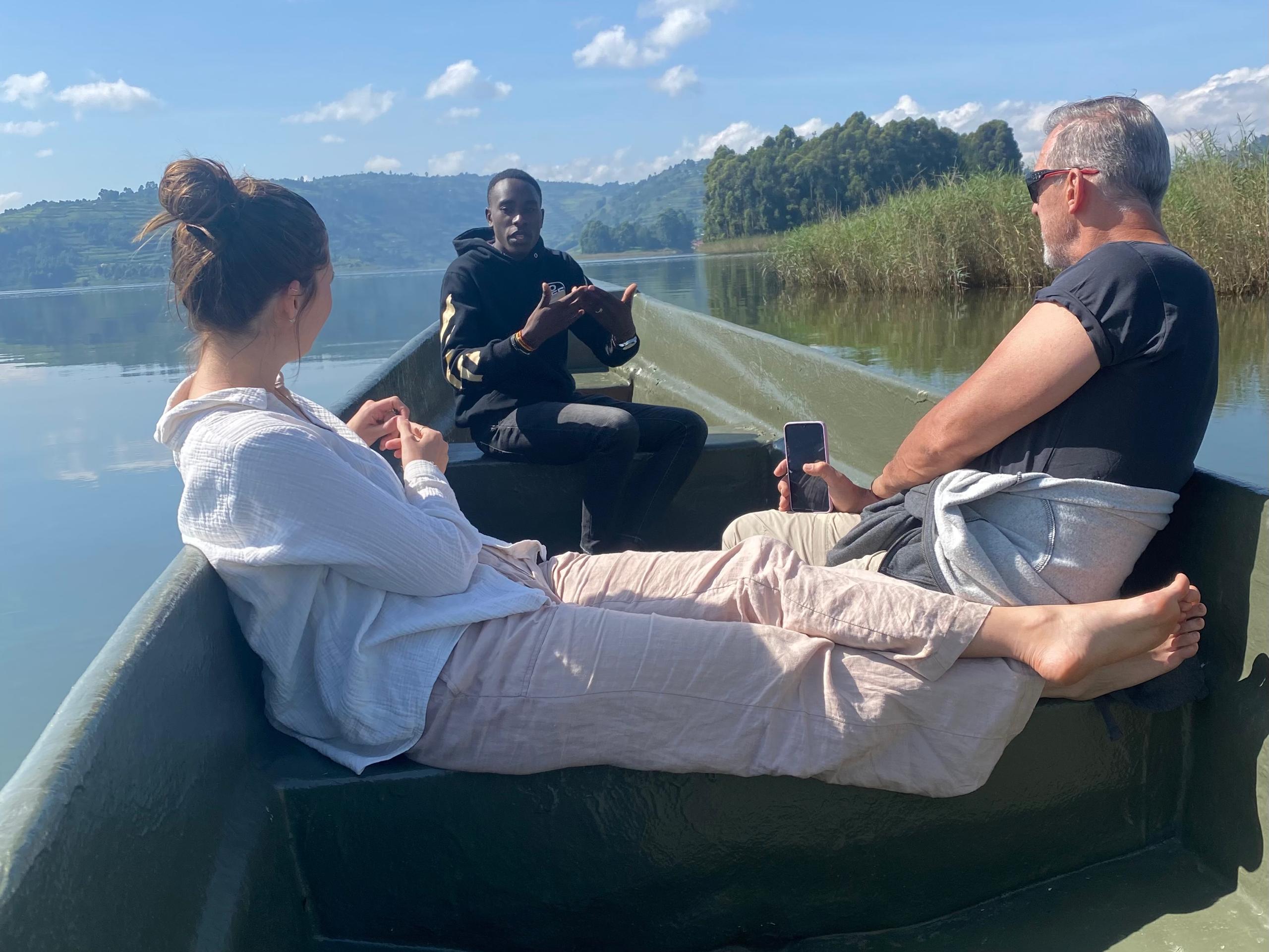 Refreshing at boat ride at lake Bunyonyi